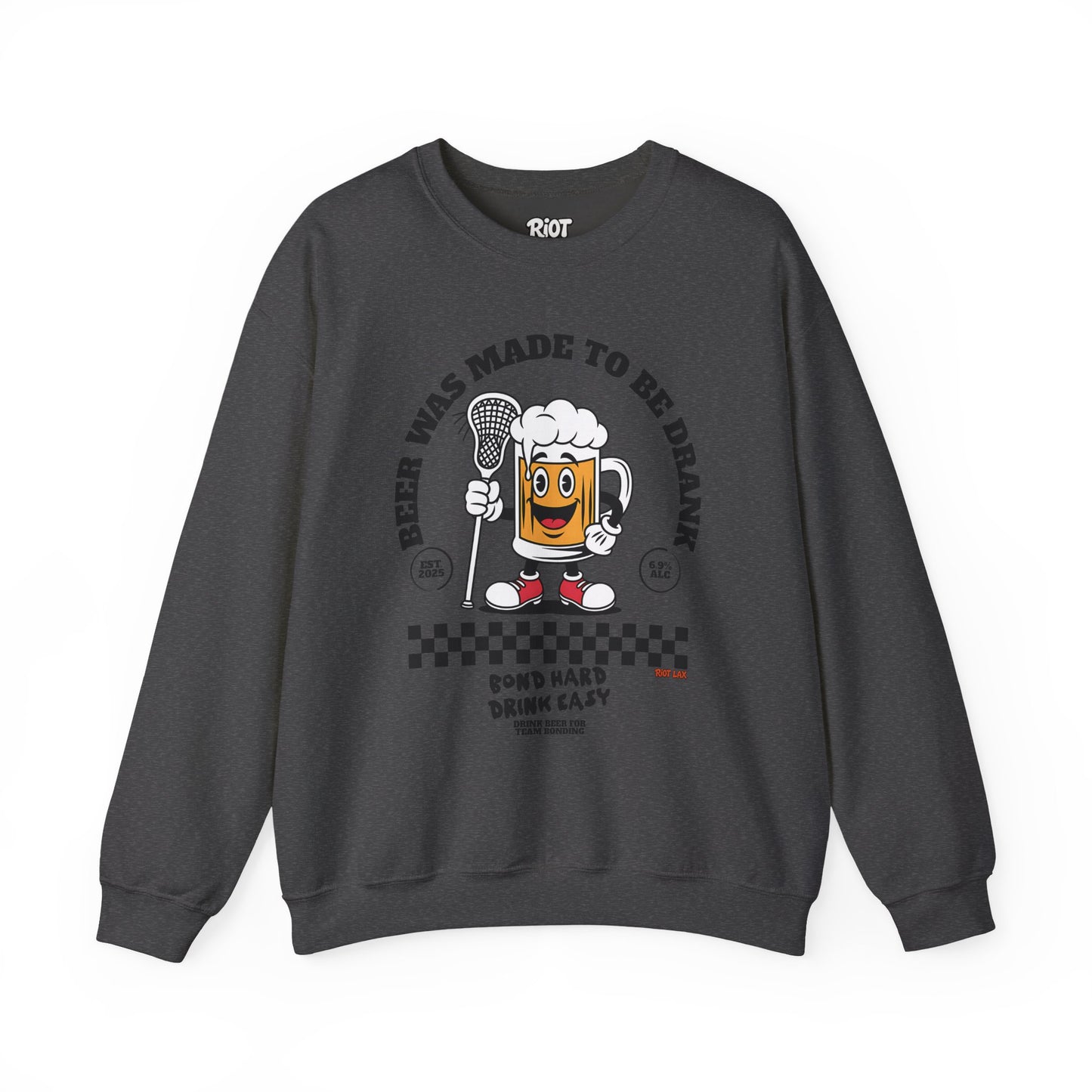 Beer Was Made To Be Drank Sweatshirt — Retro Cartoon Beer Crewneck
