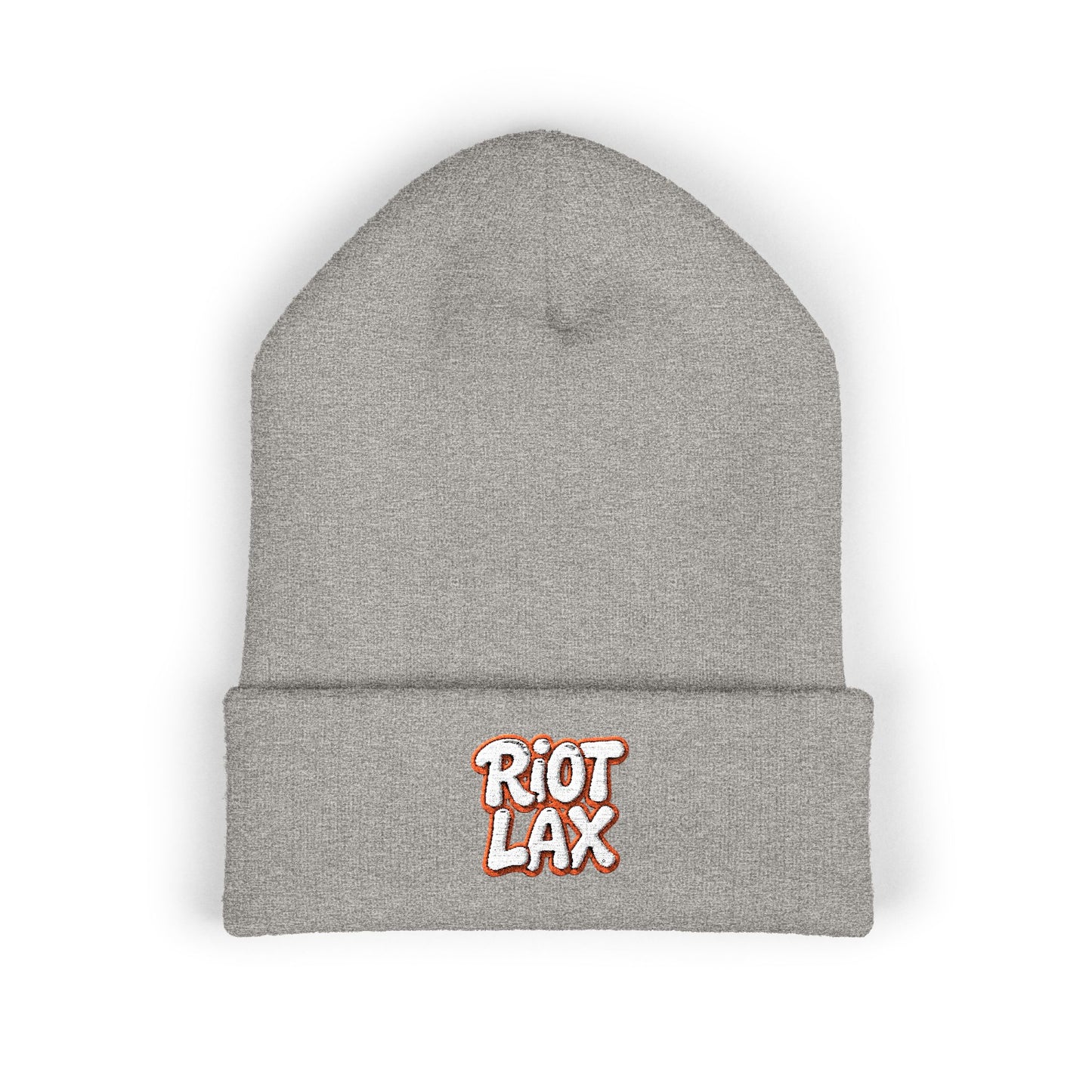 Beanie - Riot Lax Orange Outline and White Lettering - Made for Lax Bros and Dads