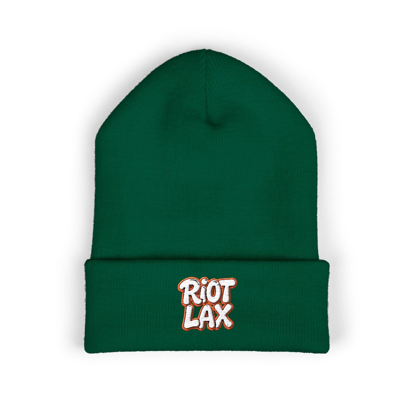 Beanie - Riot Lax Orange Outline and White Lettering - Made for Lax Bros and Dads