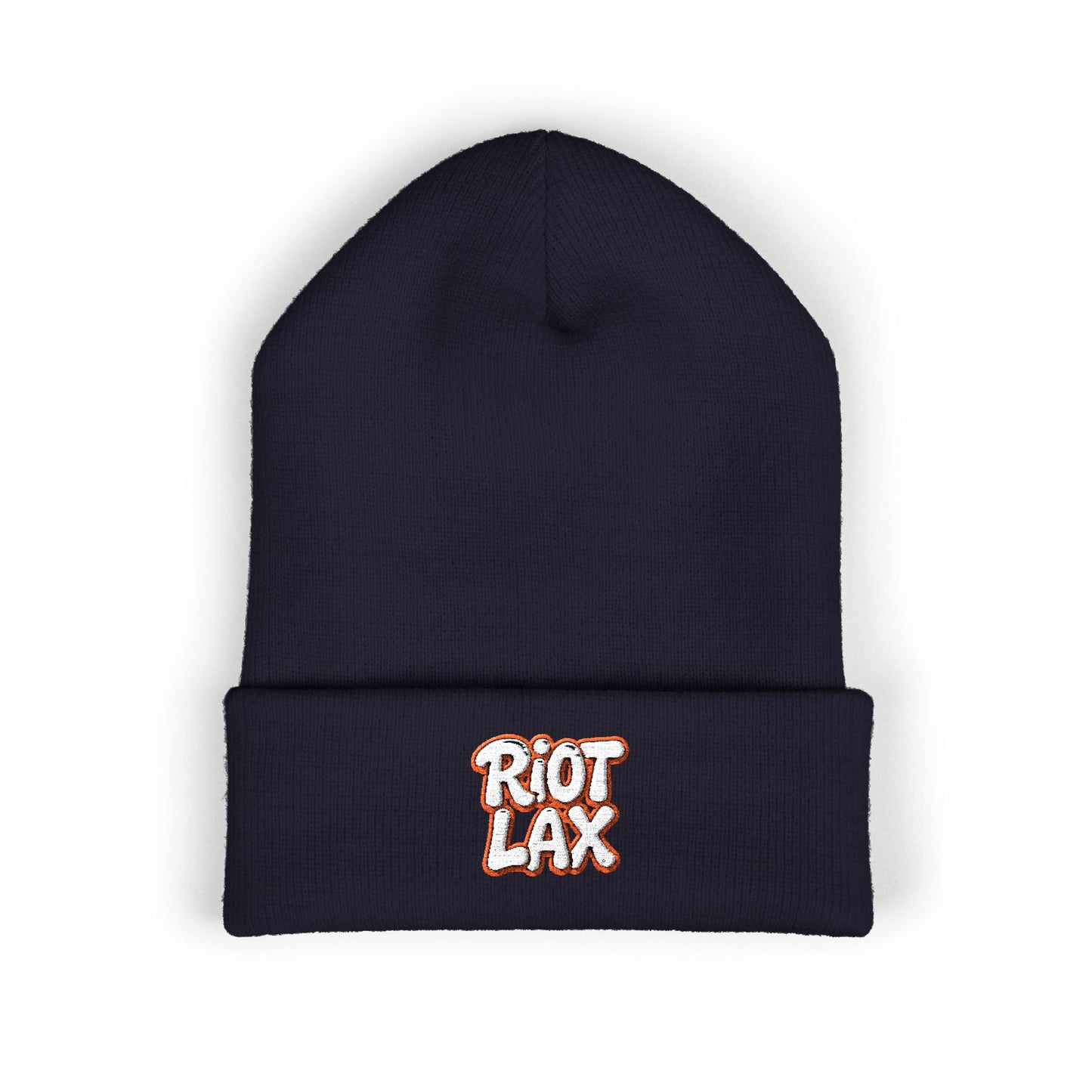 Beanie - Riot Lax Orange Outline and White Lettering - Made for Lax Bros and Dads
