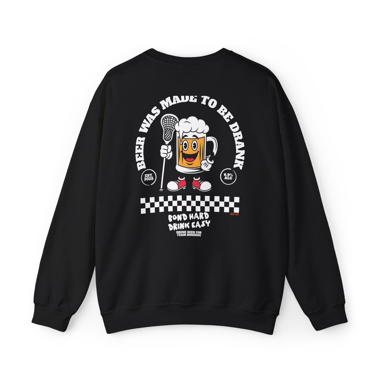 Beer Was Made To Be Drank Crewneck Sweatshirt — Retro Cartoon Beer Graphic