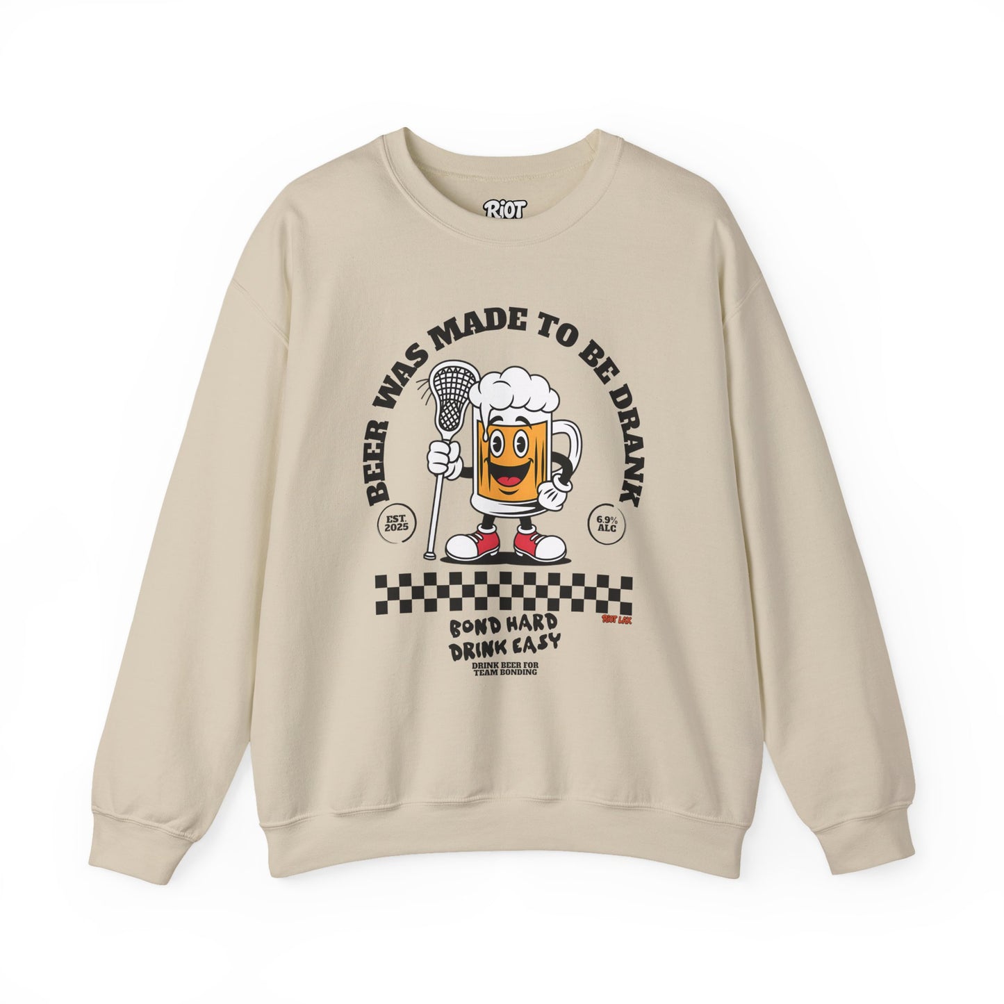 Beer Was Made To Be Drank Sweatshirt — Retro Cartoon Beer Crewneck