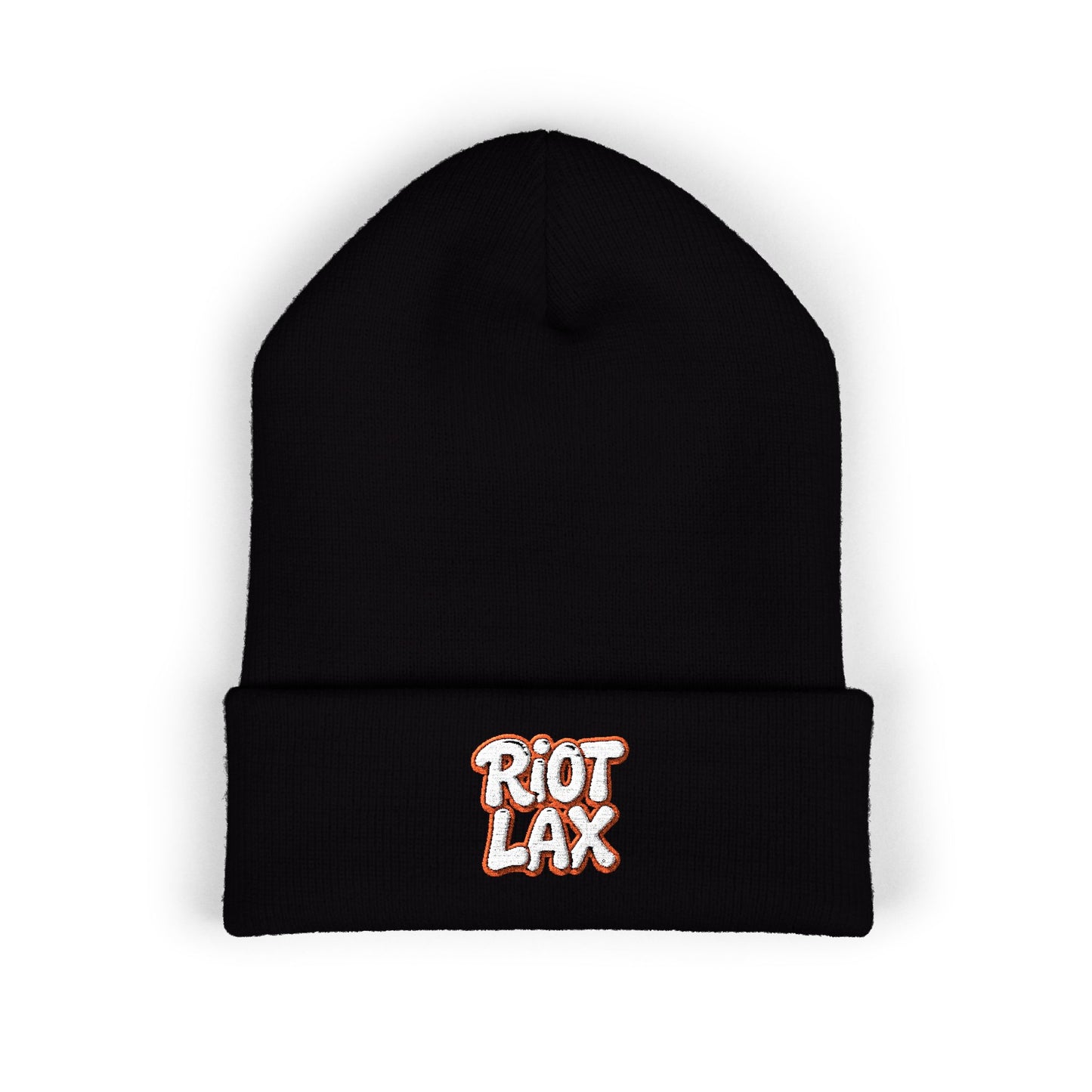 Beanie - Riot Lax Orange Outline and White Lettering - Made for Lax Bros and Dads