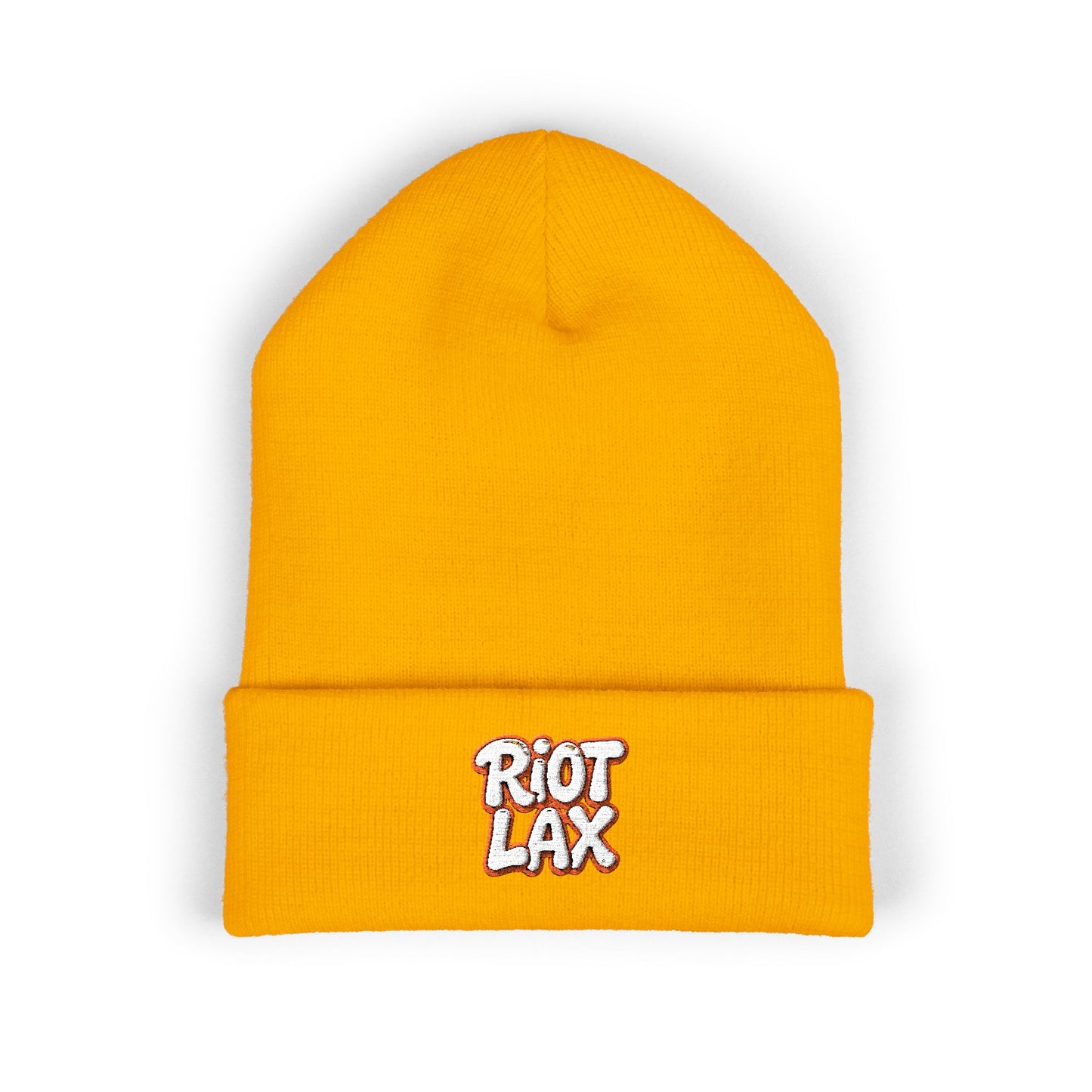 Beanie - Riot Lax Orange Outline and White Lettering - Made for Lax Bros and Dads