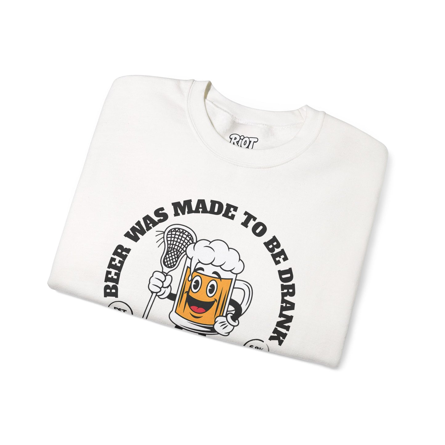 Beer Was Made To Be Drank Sweatshirt — Retro Cartoon Beer Crewneck