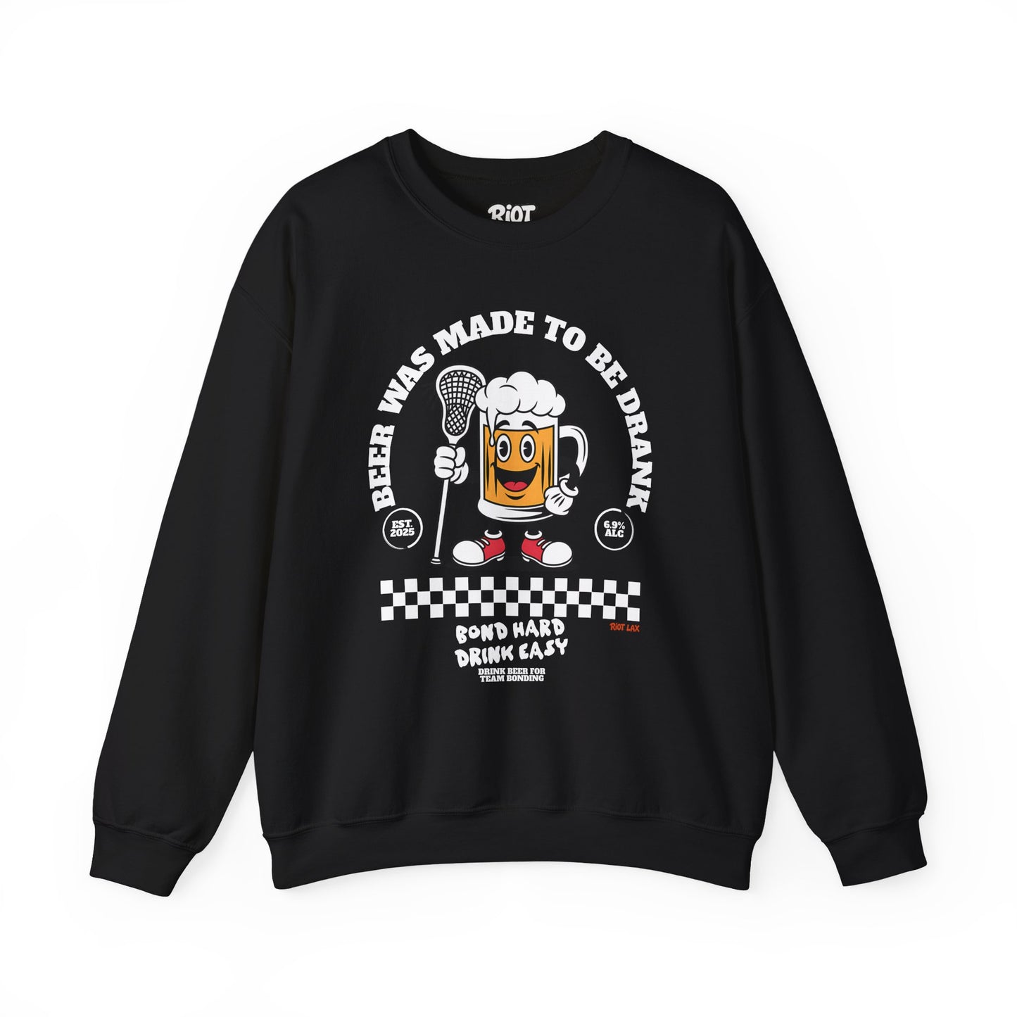 Beer Was Made To Be Drank Sweatshirt — Retro Cartoon Beer Crewneck
