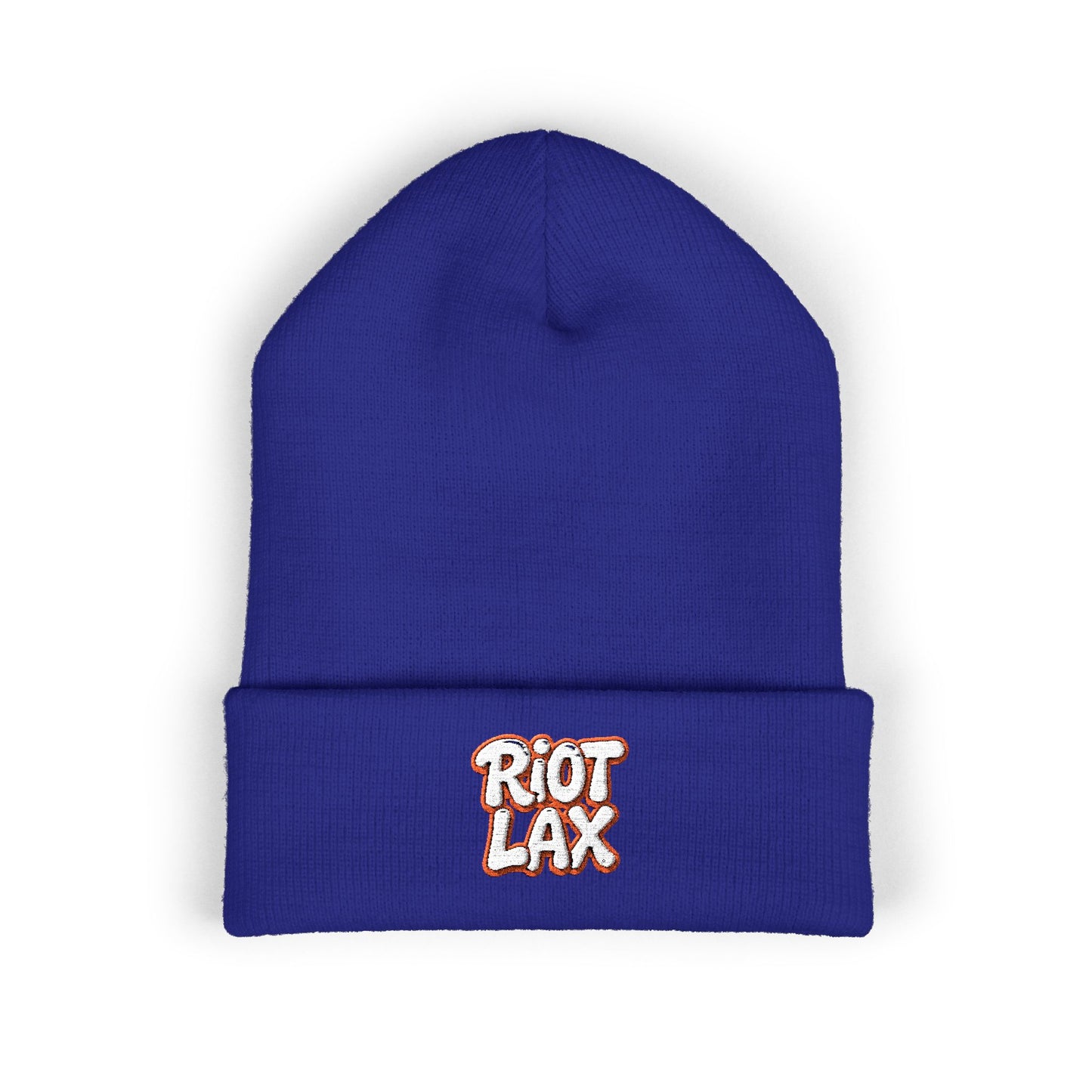Beanie - Riot Lax Orange Outline and White Lettering - Made for Lax Bros and Dads
