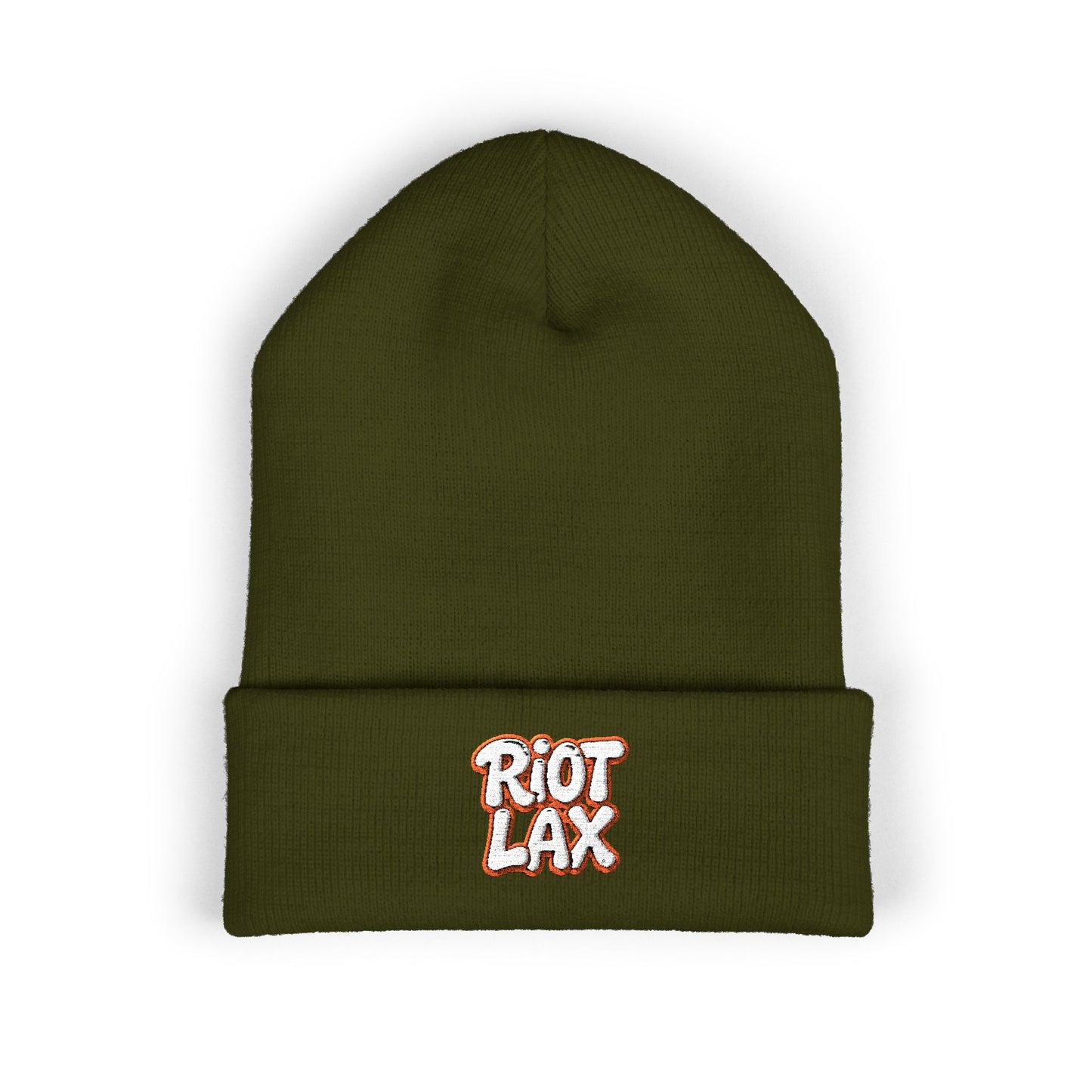 Beanie - Riot Lax Orange Outline and White Lettering - Made for Lax Bros and Dads