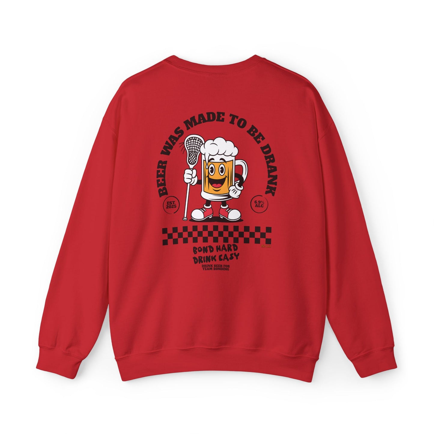 Beer Was Made To Be Drank Crewneck Sweatshirt — Retro Cartoon Beer Graphic
