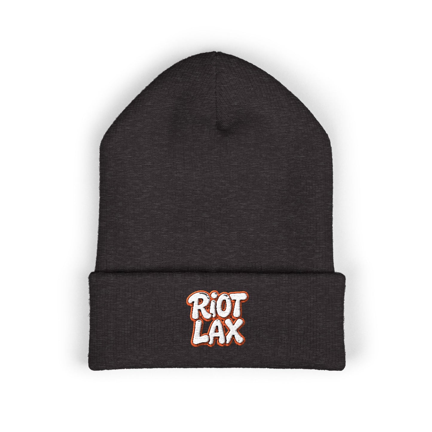 Beanie - Riot Lax Orange Outline and White Lettering - Made for Lax Bros and Dads