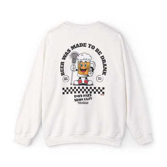 Beer Was Made To Be Drank Crewneck Sweatshirt — Retro Cartoon Beer Graphic