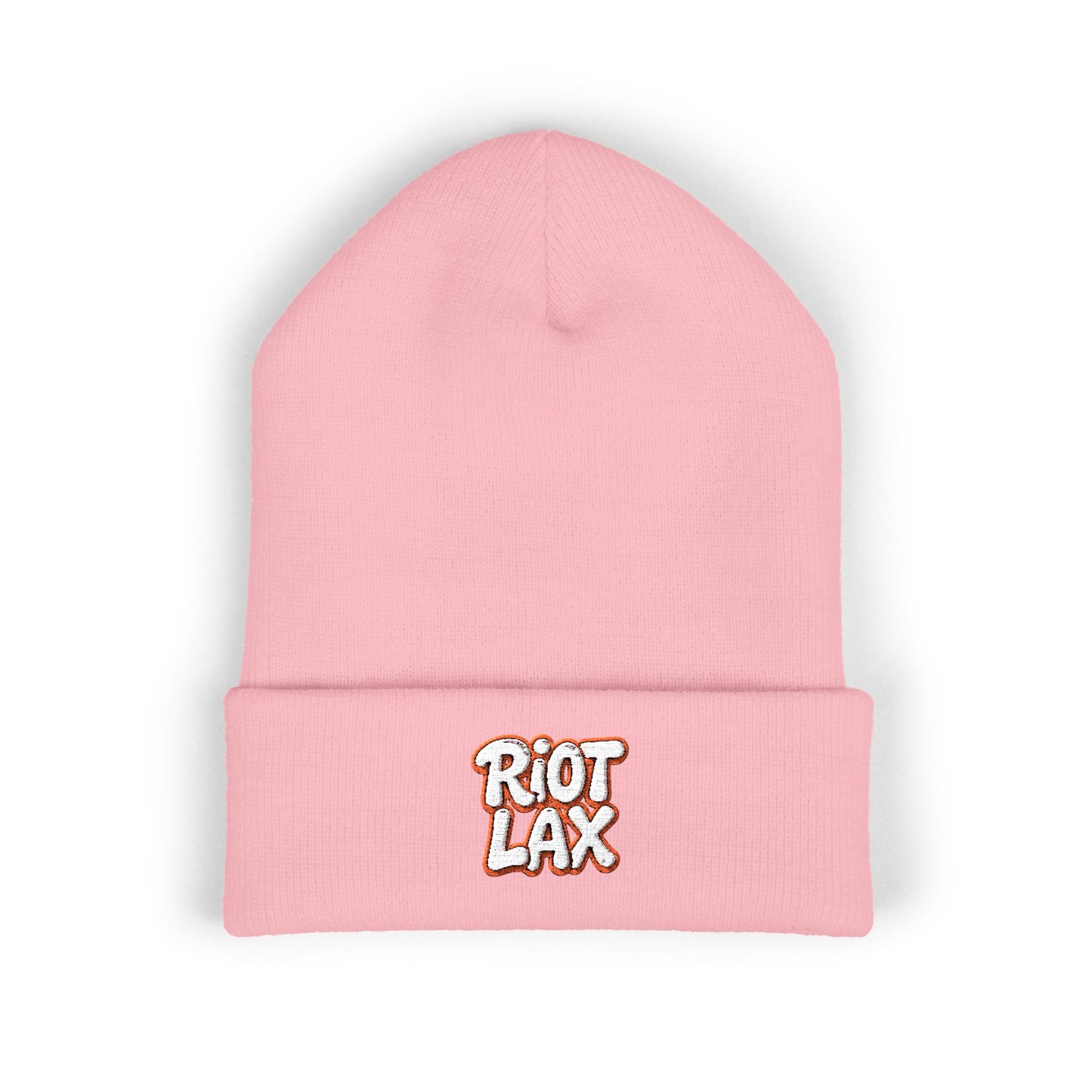 Beanie - Riot Lax Orange Outline and White Lettering - Made for Lax Bros and Dads