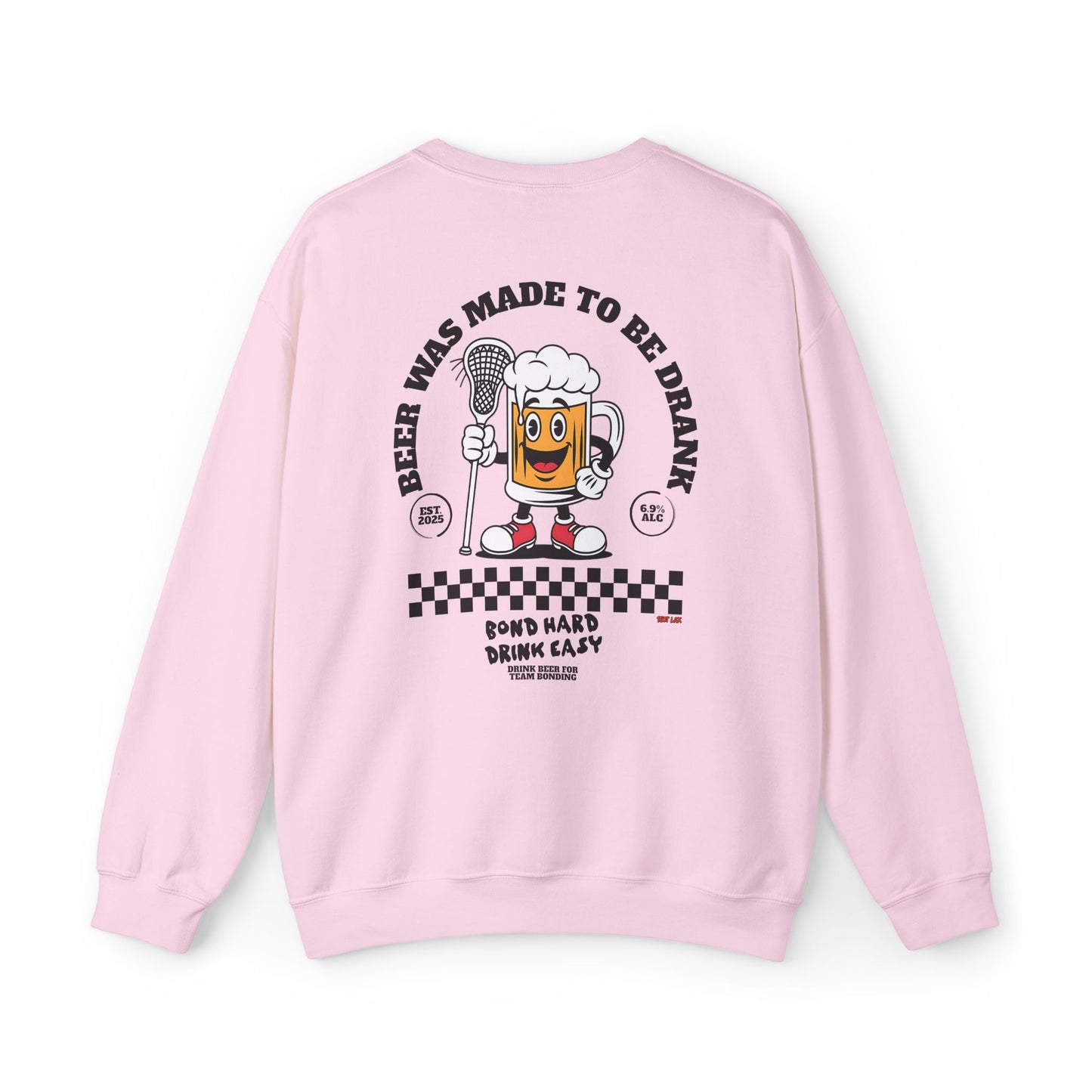 Beer Was Made To Be Drank Crewneck Sweatshirt — Retro Cartoon Beer Graphic